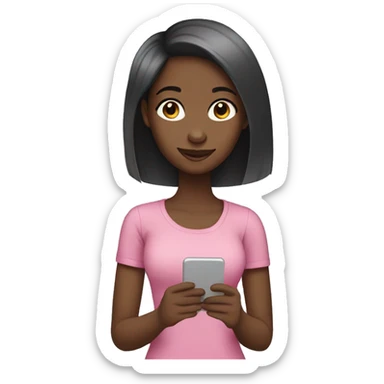Black girl with straight hair texting sticker