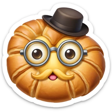 Croissant with a monocle sticker