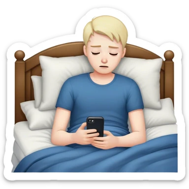 парень залипает в телефоне ночью в кровати, ему грустно,он устал sticker