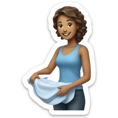 Pretty woman doing laundry  sticker