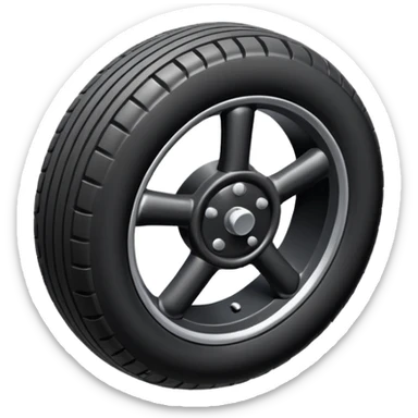 The aircraft's landing gear is one inflated, plump wheel with a strut, black in color, cartoon-style, isometric sticker