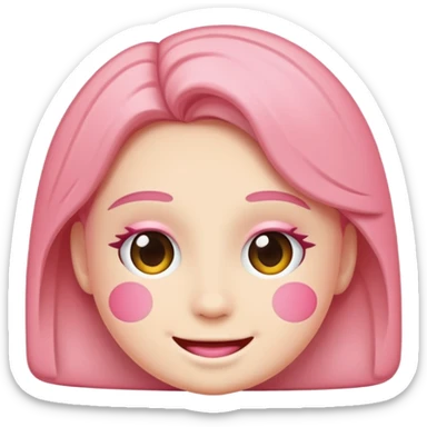 Smiling pink blush sticker