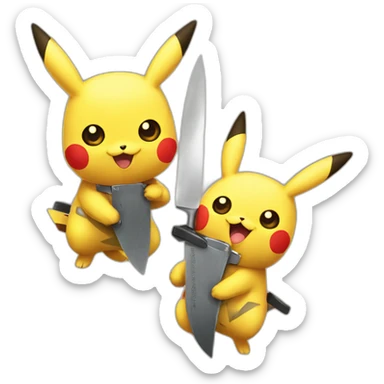 pikachu with knives sticker