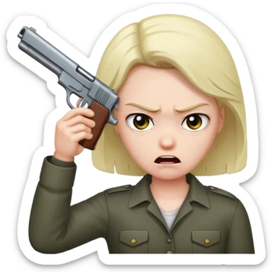 create a emoji where a mad/sad person is holding a gun to their head sticker