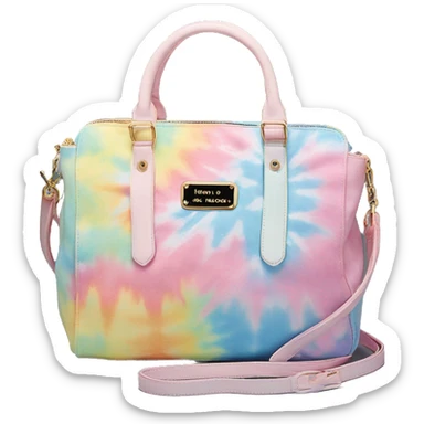 Realistic isolated pastel tie dye betsey johnson satchel purse.  sticker
