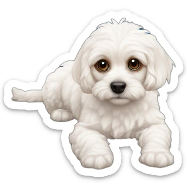 All White cavapoo as Spiderman sticker