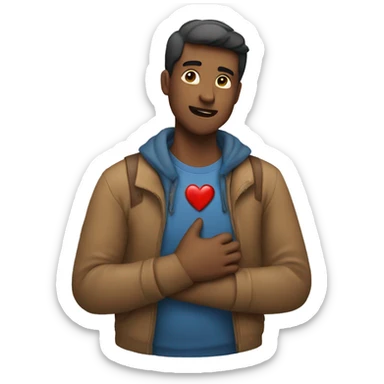 a man clutching his chest,of having a heart attack sticker