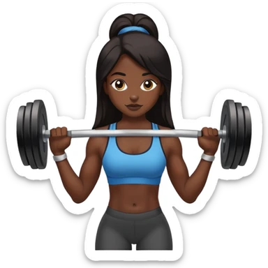 black dark girl long dark hair lifting weights gym sticker