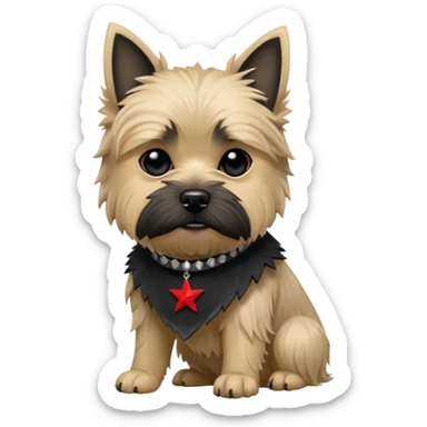 Off white Cairn Terrier with black Sith star wars collar sticker