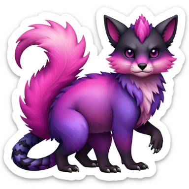 Cool Edgy Black-pink-purple-gradient badass Fionbri-Vernid-Trico-animal-creature full bodyd sticker