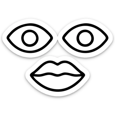 A symmetrical face with two large eyes and a pair of lips in the middle, arranged in a row (👁️👄👁️) sticker