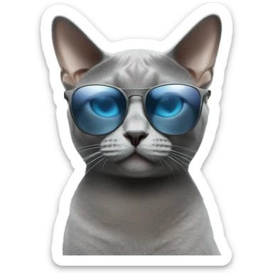 russian blue Cat with sunglasses sticker