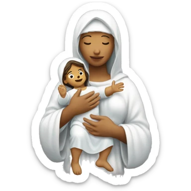 Maria mother of Jesus with Jesus in hands white skin sticker