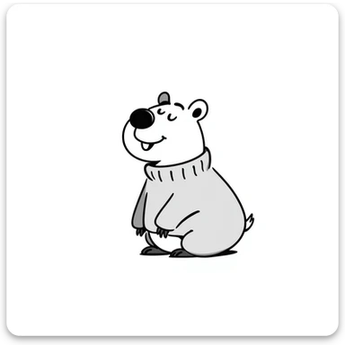 capybara smiling wearing a light grey sweater sticker