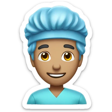 Large male dentist wearing blue scrubs  sticker