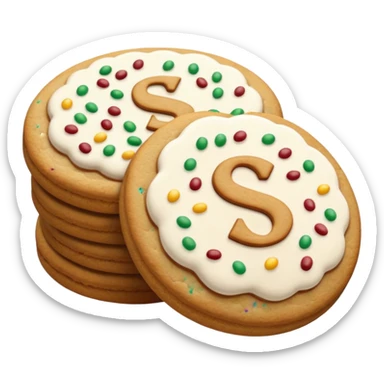 Christmas cookies with white "S" logo sticker