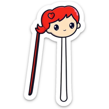 cute bright red hairpin hair clip with small heart decoration sticker