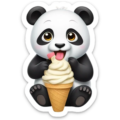 Panda eating ice cream sticker