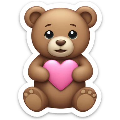 teddy bear holding pink heart sticker