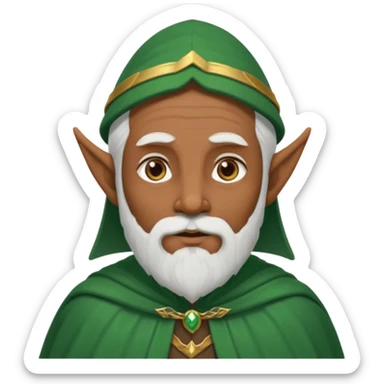 Wise elf with white beard, brown skin and cape sticker