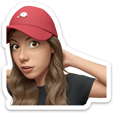 girl with brown hair hat sticker