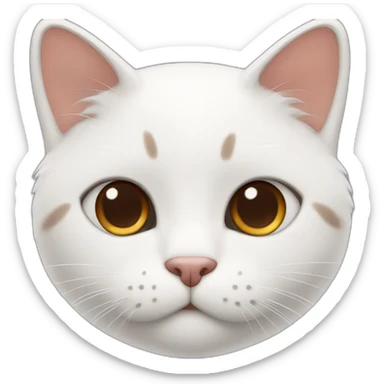 White cat with a little of brown, red and black hair sticker