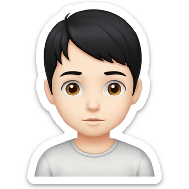 realistic portrait of a child with black hair  sticker