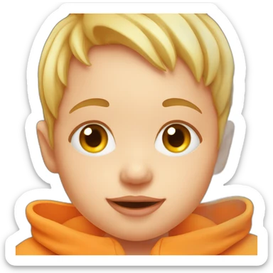 Baby face with orange coming out of head sticker