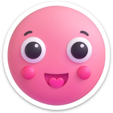 pink innocent pretty emoji with blushing cheeks big round eyes small heart soft adorable sticker