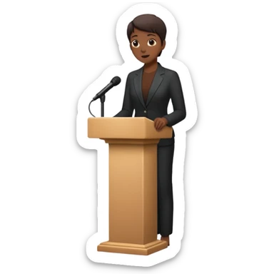 person silhouette speaking from a podium sticker