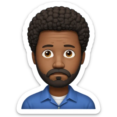 black man with beard, mustache, and short afro sad sticker