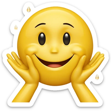 3D smiley face looking distraught with tears and open floating hands sticker