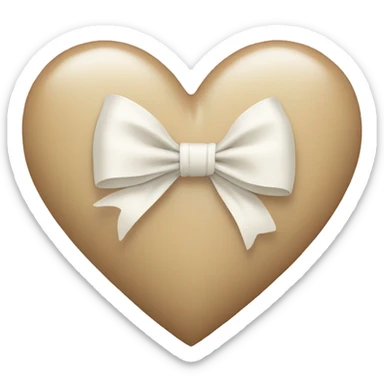 beige heart with white bow sticker