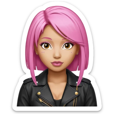 Nicki Minaj pink hair wear leather jacket sticker