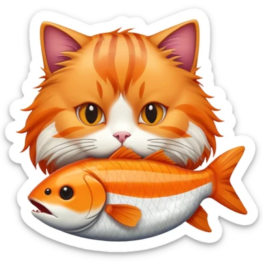 Gato comiendo un pescado sticker