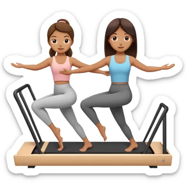 two girls holding hands doing reformer pilates sticker