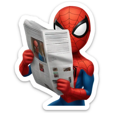 Spider-Man reading a magazine sticker