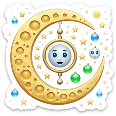 moon with spinning alchemy symbols dizzy sticker