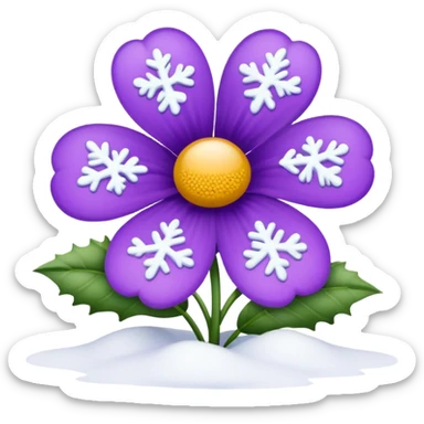 purple flower with snow sticker