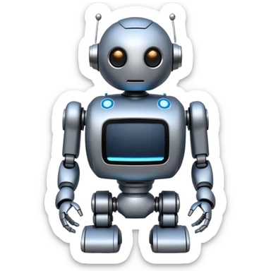 I want atom from reel steel that has gray body with black screen and blue eyes  form the screen and a brown top a  robot sticker