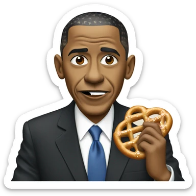 Obama eating pretzels sticker
