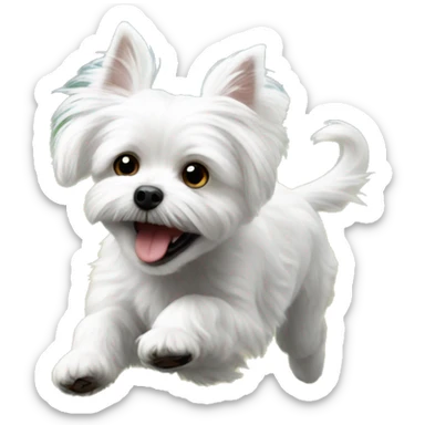 Maltese chasing butterflies  sticker