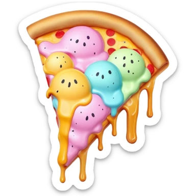 Melted neon pastel ice cream pizza slice sticker