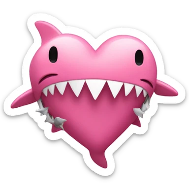pink love FULL heart with sharks sticker