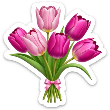 pastel pink and magenta tulips bouquete sticker