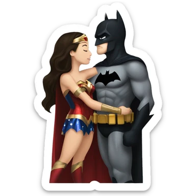 Batman kissing wonderwoman sticker