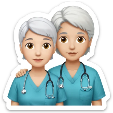 Quiero una imagen de cuidados paliativos una enfermera cuidando a una anciana sticker