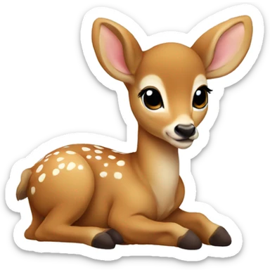 A light brown baby deer laying down sticker