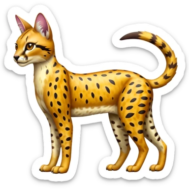 Colorful shiny Caracal-Cheetah-Serval-Civet-Trico-Sergal-Vernid-fusion-hybrid-animal-creature, dull body sticker