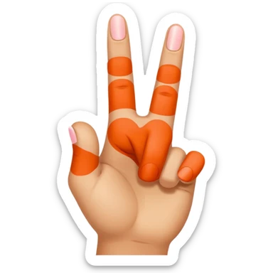 pointer finger, middle finger and pinky finger up, ring finger down sticker